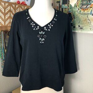 RUBY RD Beaded Neckline Top